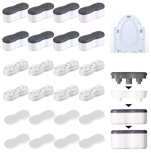 Lot de 8 coussinets universels pour siège de toilette de bidet, coussinets auto-adhésifs pour siège de toilette avec 2 hauteurs de réglage