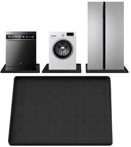 Washing Machine Silicone Mat 60 x 60cm, Non-Slip Multifunction Floor Protector Mat with 1.5CM Raised Edge, Washing Machine & Freezer Drip Tray, Wine Cabinet, Coffee Machine Mat