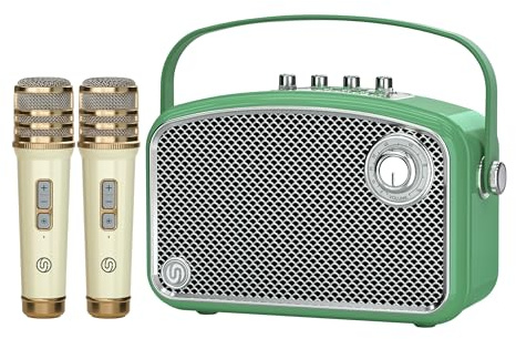 SUPNIU Máquina de Karaoke, Altavoz Bluetooth 120W Máx con 2 Micrófonos UHF, Sistema PA Portátil con Ajuste Graves/Agudos/Eco, Soporta TF/USB/AUX/Live/Inst. para Fiestas en Casa.