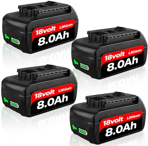 8.0 Ah/8000 mAh Ersatzakku für Bosch Akku 18V Lithium Kompatibel mit Serie BAT609 BAT609G BAT618 BAT618G BAT619(Nicht Kompatibel mit 18V Green Tools House & Garden System) (8.0-1) (8.0-4)