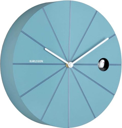 Karlsson Wanduhr Destacado Cuckoo - Blau - 28x28x28cm | Rund - Modern - Kunststoff - Wanduhr Modern Wohnzimmer - Wanduhren - Kuckucksuhr