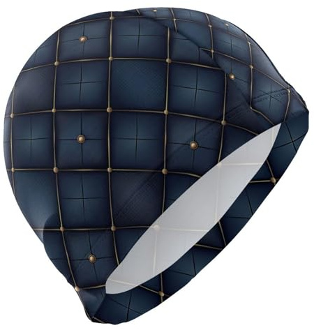 Midnight Blue Grids Cuffia da bagno per adulti Unisex Capelli Corti Impermeabile Nuoto per Adulti Protezione dei Capelli e Riduzione della resistenza gorros para natacion