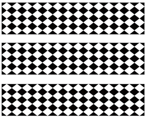 3pcs Black and White Edible Cake Decor, 11.02x2.44in/28x6.2cm Glutinous Rice Wrap Paper Checkered Diamond Pattern Cake Border Strips for Race Car Theme Birthday Party Supplies Decoration