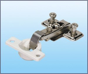 HKB 4 Stück Hettich Minimat 1, Federscharniere, 95°, vernickelt/weiß, D: 26 mm, Kröpfung: 0 mm, für aufliegende Türen, 4 Stück, Artikelnr. 81679