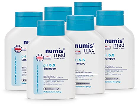 numis med Shampoo ph 5.5-6er Pack Hautberuhigendes Haarshampoo f??r sehr empfindliche & sensible Haut - vegane Haarpflege ohne Silikone, Parabene & Mineral??l - Haar Shampoo (6x 200 ml)
