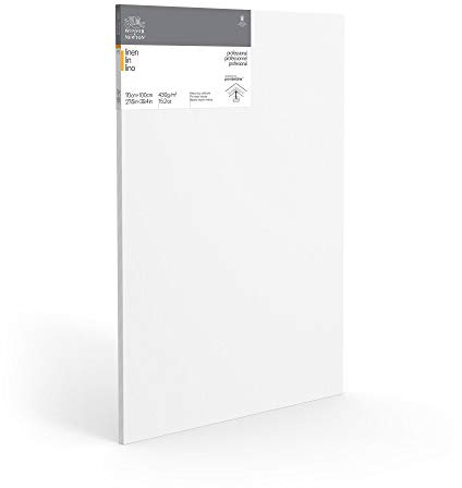 Winsor & Newton 6204001 professionell kilram av linne, 465 g/m², 3-vägs grundad, medelkornig, perfekt för oljefärger och akrylfärger – 100 x 100 cm