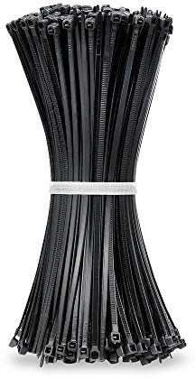 Beshine Black Cable Ties, 200mm x 3.6mm, Pack of 500, 8 Tie Wraps - Self Locking, Strong Nylon Zip Ties for Home Office Garage and Workshop