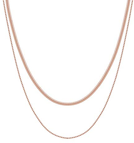 Happiness Boutique Damen Mehrreihige Kette in Rosegold Zweireihige Schlangenkette Minimalist Schmuck aus Edelstahl
