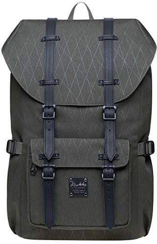 KAUKKO Viaggio Mochila para ordenador portátil de 15 Unisex Bolsa, 22 litros, Khaki [Ep5-18], L, Mochilas de día