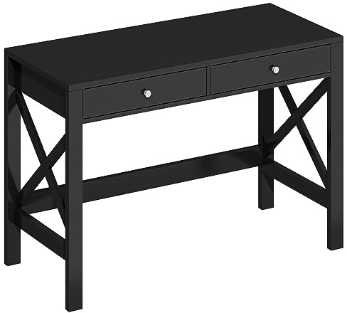 ChooChoo Computer Desk Study for Home Office, Modern Simple 40 Inches Desk with Drawers, Makeup Vanity Console Table, Black