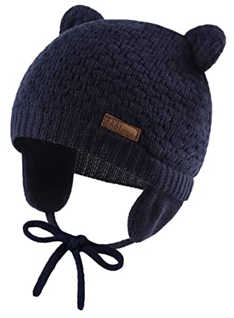 XIAOHAWANG Baby Wintermütze Jungen Mädchen Warmer Strickmützen Weicht mit Süße Bärenohren