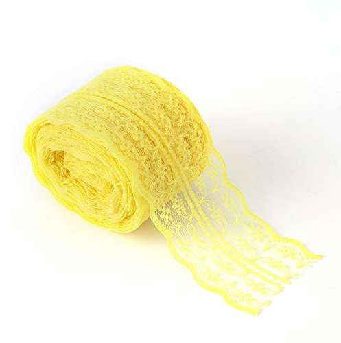 Oumefar 10m/Rolle Spitzenband Weißes Spitzenband Spitzendekoration Band DIY Hochzeit Geburtstag Weihnachtsdekoration Spitze(Gelb)