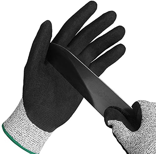 Guyarns Schnittschutzhandschuhe,Arbeitshandschuhe Herren Damen 1 Paar Level 5 Schutz Verhindern Edelstahl-Drahtgewebe Handschuhe Sie Schnitte und Stiche(L)