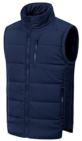 Chrisuno Mens Ski Vests Outerwear Lightweight Insulated Waterproof Sleeveless Jackets Navy M