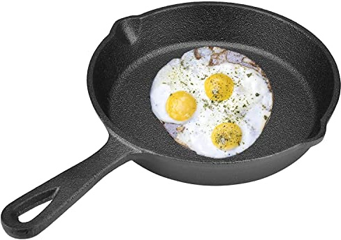 Klein Gusseisenpfanne, Bratpfanne Steakpfannen Gusseisenpfanne mit Griff, Vintage Gusseisenpfanne Bratpfanne Verbrannt für alle Herdarten(16cm)