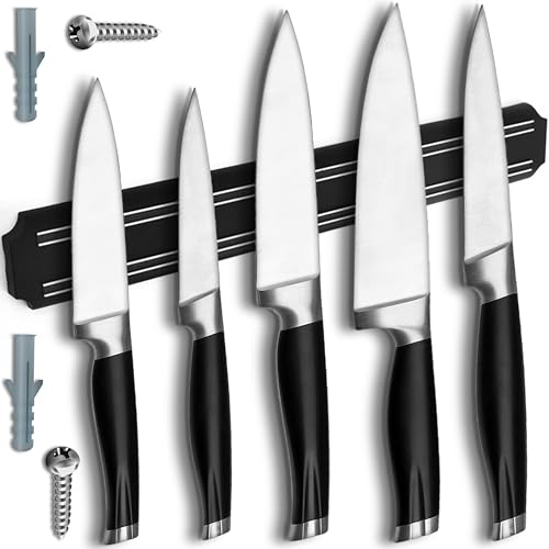 Retoo Magnetleiste Messer mit Starkem Magnet - 33 cm - bis zu 6,5kg, Magnetisch Messerhalter für Messer, Utensilien und Werkzeuge, für eine Aufgeräumte Küche und Wandmontage