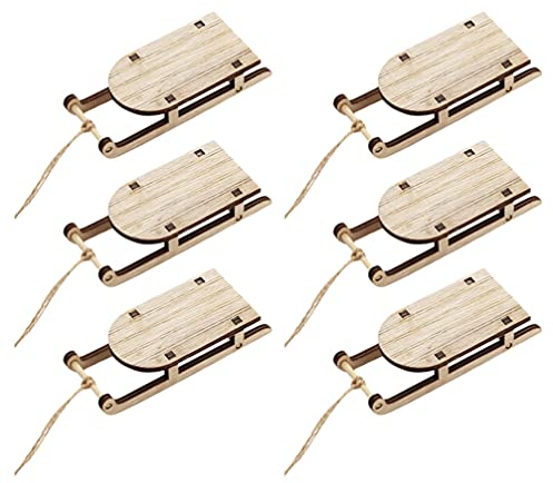 Cabilock 6stücke Mini Holzschlitten Für Tischdeko Weihnachtsornamente Für Büro Und Wohnraumgestaltung Für Festliche Dekoration