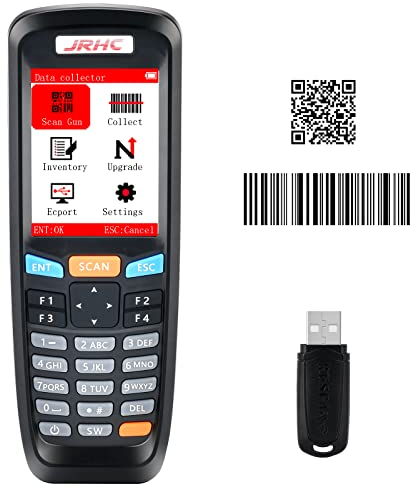 JRHC 2D Inventar Barcode-Scanner und Sammler mit 2.4GHz Wireless USB Empfänger Multifunktionaler 2.8 Zoll LCD Bildschirm Barcode Leser mit Langer Übertragungsreichweite.