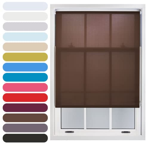 FURNISHED Persiana Enrollable Recortable con luz Natural para Ventanas, fácil de Instalar, Tela no Opaca, Kit Completo para Cocina, Sala de Estar y Dormitorio, Moca, 135W x 165H cm