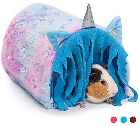 Guinea Pig Hideout - Fleece Tunnel House Cage Accessories for Rat Hamster Hedgehog Chinchilla Small Animal - Playing Sleeping Hunting Resting Washable Tube Bedding Habitats