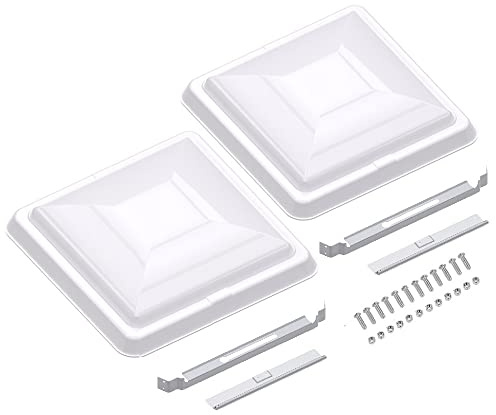 LQKUMJG 14 Universal RV Roof Vent Cover Waterproof Vent Lid Replacement for Camper Trailer Motorhome (White 2 Pack)
