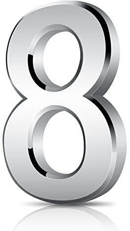 Vicloon Plaque de Numéro de maison moderne 3D, Numéro de Rue en acrylique ABS, Numéros de Boite aux Lettres pour Maison Appartement Hôtel Porte Argent (8)