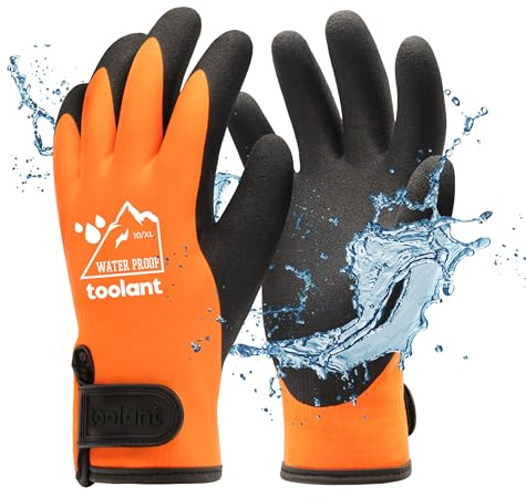 toolant 100% Waterproof Winter Work Gloves, Thermal Insulation with Grip | Touchscreen, Freezer Work for Men and Women, Cold Weather Work & Outdoor Tasks, Orange, X-Large