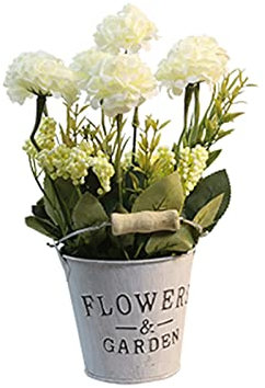 Künstliche Pflanzen für den Innenbereich, künstliche Hortensien im Topf, gefälschte Blumenornamente, Zuhause, Esstisch, Büro, Familie, Party, Dekoration, weiß, rot, Simulationspflanze im Topf (Farbe: