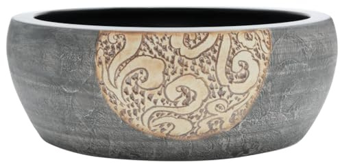 vidaXL Handfat svart och brun rund Φ41x14 cm keramik