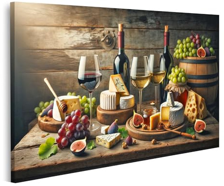 islandburner Tableau mural nature morte vin fruits fromage image de cuisine pour cuisine sur toile images image poster
