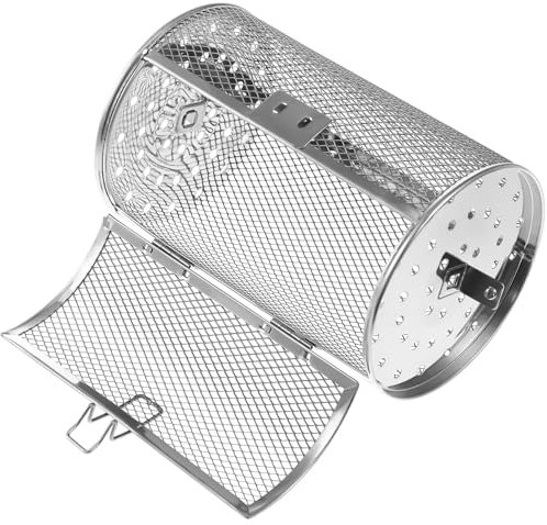 DEARMAMY Air Fryer Oven Basket,360 Degree Heating Rotating Cages Rotisserie Basket for Baking Nuts, Coffee Beans, Peanut or BBQ Roaster Tool,7.09 x 4.72 x 4.72, Stainless Steel