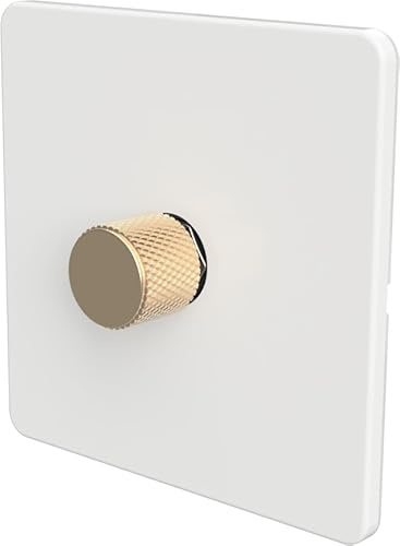 SAMOTECH WIFI Smart DIMMER UK No neutral wire required, compatible with Alexa, Google, Tuya, Smart Life - White/Antique Brass 1-Gang