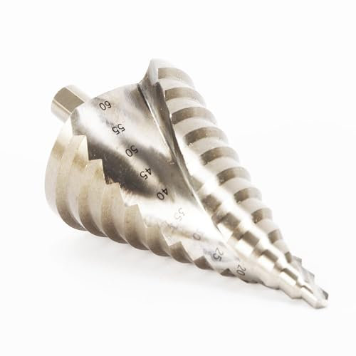 SUBKUDY Fresa a cono in titanio HSS, 6 – 60 mm, per acciaio inox, metallo, legno, plastica, fresa svasata, punta conica, argento