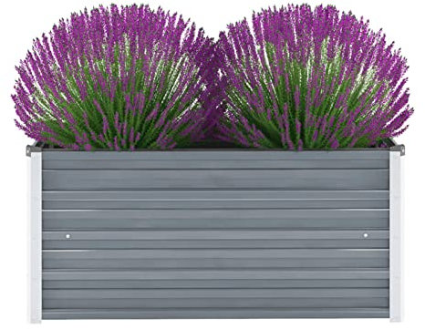 Iiaky Lit surélevé de Jardin Acier galvanisé 100x40x45 cm Gris,Bordure Pierre,Kit Gabion,Gabion Jardiniere