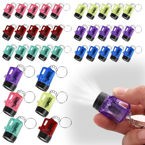 WIYETY Mini lampe de poche porte-clés : 36 pièces mini lampes de poche LED porte-clés 4 cm lampe à main pour enfants multicolore pour extérieur