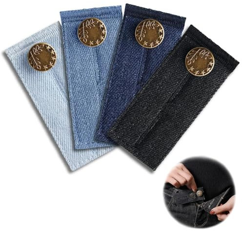 4 Stück Hosenbunderweiterung, 8,5 * 3,5cm Osenknopf Verlängerung, Hosenbunderweiterung Damen, Bundverlängerung Hosen, Geeignet für Jeans und Röcke, 4 Farben