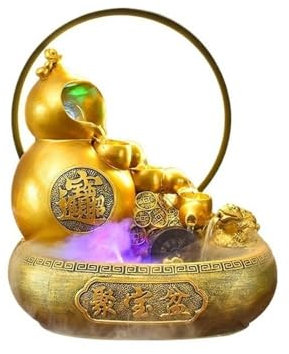 Fontana da interni Feng Shui Ruota Feng Shui che attrae ricchezza Zucca Ornamenti d'acqua che scorre Caratteristiche dell'acqua circolante Soggiorno Desktop Decorativo Acquascape Home Fontana