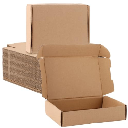 MUXHEL 50 cajas de cartón para envío, pequeñas, 14 x 9 x 3 cm, cartón ondulado, para envío, embalaje, artesanía, regalos