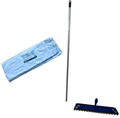 BLANCO PLATA - Pack de Mopa de Limpieza Suelos Palo+ Soporte +Recambio 50 gasas atrapapolvo Limpieza en seco + Recambio 12 mopas Microfibra Limpieza en húmedo. Todo Tipo de Suelos.