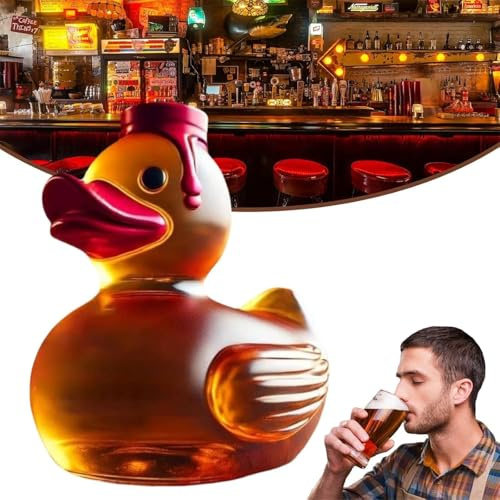 Divertida botella de pato de whisky, vasos de whisky grabados de 10 onzas, vasos de whisky para hombres, vasos de degustación de whisky, copas de vino lindas, decantador de whisky de pato, para los