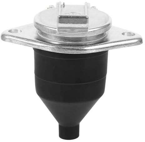 Connecteur de Remorque Rond à 7 Voies 7 Broches Aluminium Noir | Prise Remorque 7 Broches, Adaptateur de Prise de Remorque, pour Camion et Remorque, Étanche