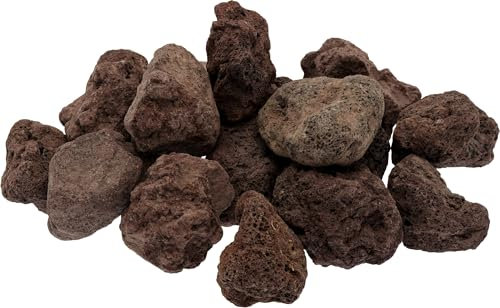 C.A.O. - Roccia vulcanica 3 kg - Pietra lavica naturale per barbecue a gas o elettrico - ciottoli riutilizzabili - Diffusione omogenea del calore - Ecologico, marrone