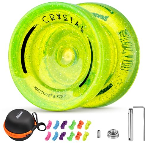 YOSTAR K2 Crystal JoJo mit Glitter, Trick JoJo mit Leerlauf und Kugellager | Profi Responsive & Unresponsive Yoyo für Kinder und Erwachsene, Jo Jo Spielzeug mit 12-Saiten, Lagersatz, Gehäuse