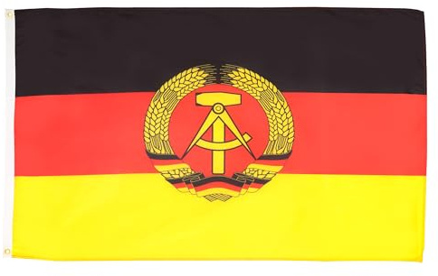 AZ FLAG - Lote de 2 banderas de Alemania del Este - 90 x 60 cm - Bandera alemana - Rda 100% poliéster con ojales metálicos integrados