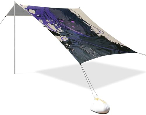 Brave Explorer - Parasol plegable para playa, color gris oscuro, UPF50+, fácil instalación, con sacos de arena y pala para camping, picnic, patio trasero y pesca