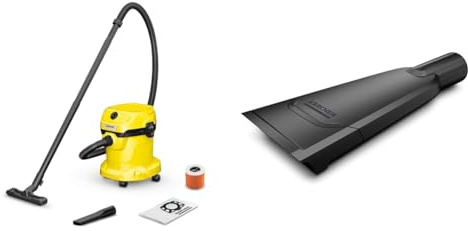 Bundle of Kärcher WD 2 Plus V-15/4/18/C 1.628-016.0, Wet & Dry Vacuum, Yellow, 1000 W, 15 liters, 79.2 Decibeles + Kärcher Original Car Nozzle for Wet and Dry Vacuum Cleaners Original Accessory