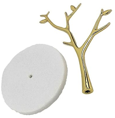 Didiseaon Expositor De Joyas Forma De Árbol y Perchero Para Colgar Joyas, Soporte De Metal Dorado Base De Mármol Blanco, Organizador Para Pendientes, Collares y Anillos, Adecuado Para Hogar y Tienda