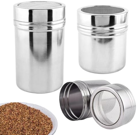 Spargitore di zucchero a velo | 3 parti in acciaio inox dispenser da cucina per panetteria ristorante caffetteria spuntini