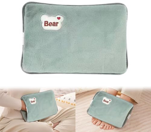 Borsa Acqua Calda Elettric, Borsa Acqua Calda Elettrica Con Morbida Fodera in Peluche Lunga Durata Risparmia Elettricità, per Acqua Calda, Spegnimento Automatico, Borsa Vuota, Verde
