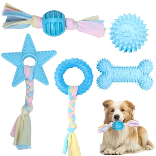 YANXINKE Jouet Interactif Chien avec Corde et Balle, 5pcs Jouets à Mâcher Chiot, Jouets pour Chiens Jouets à Mâcher, Jouet à Mâcher Jouet Interactif Chien, Jouets Chiots avec Cordes interactives